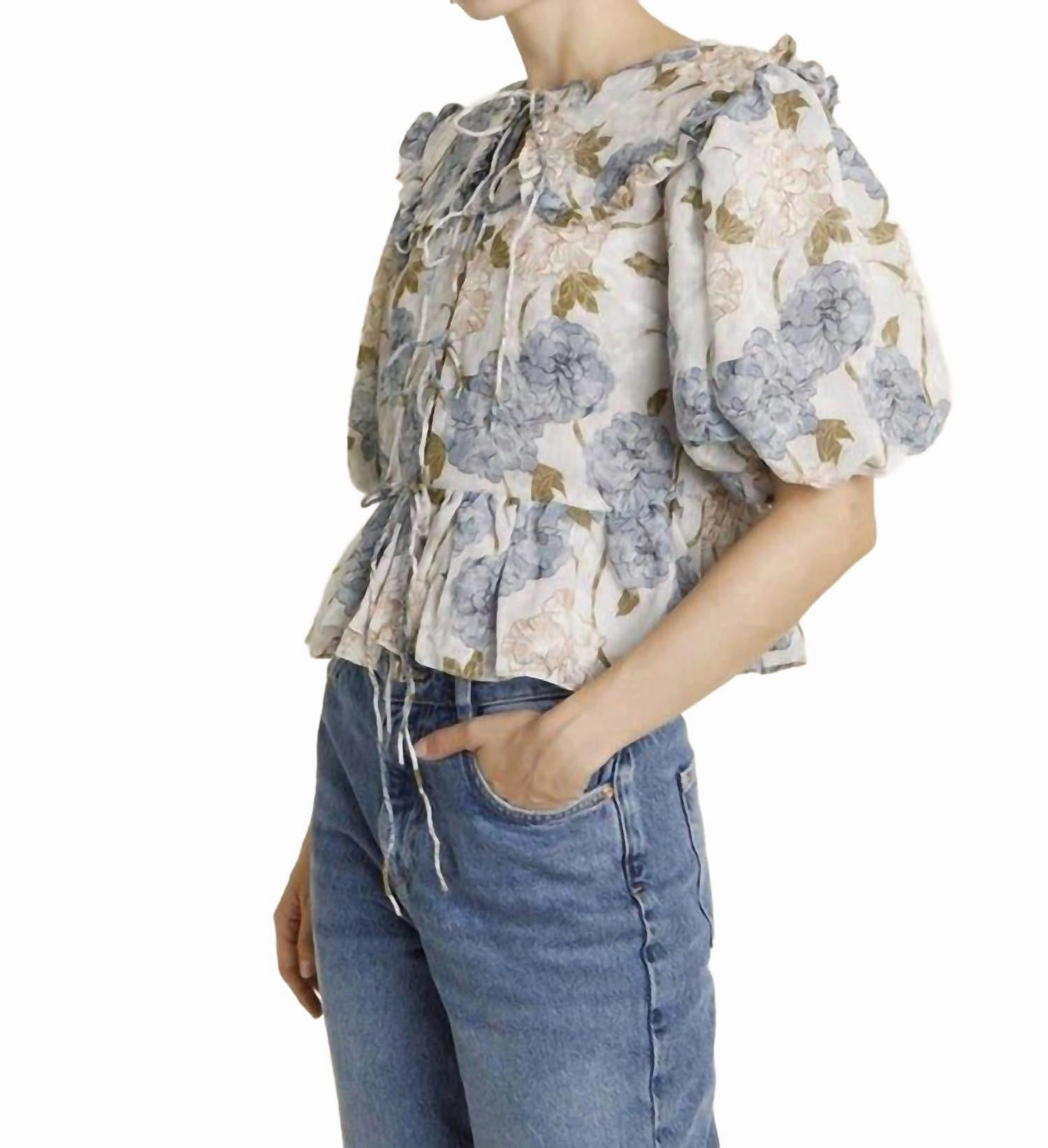 Oversized Collar Blouse In Light Blue