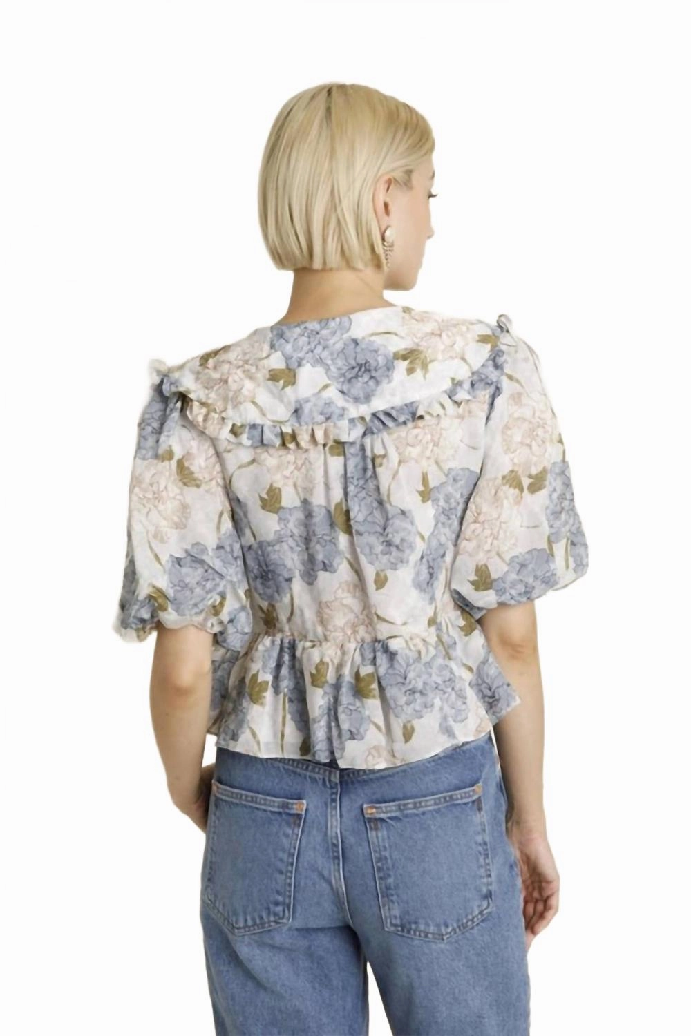 Oversized Collar Blouse In Light Blue