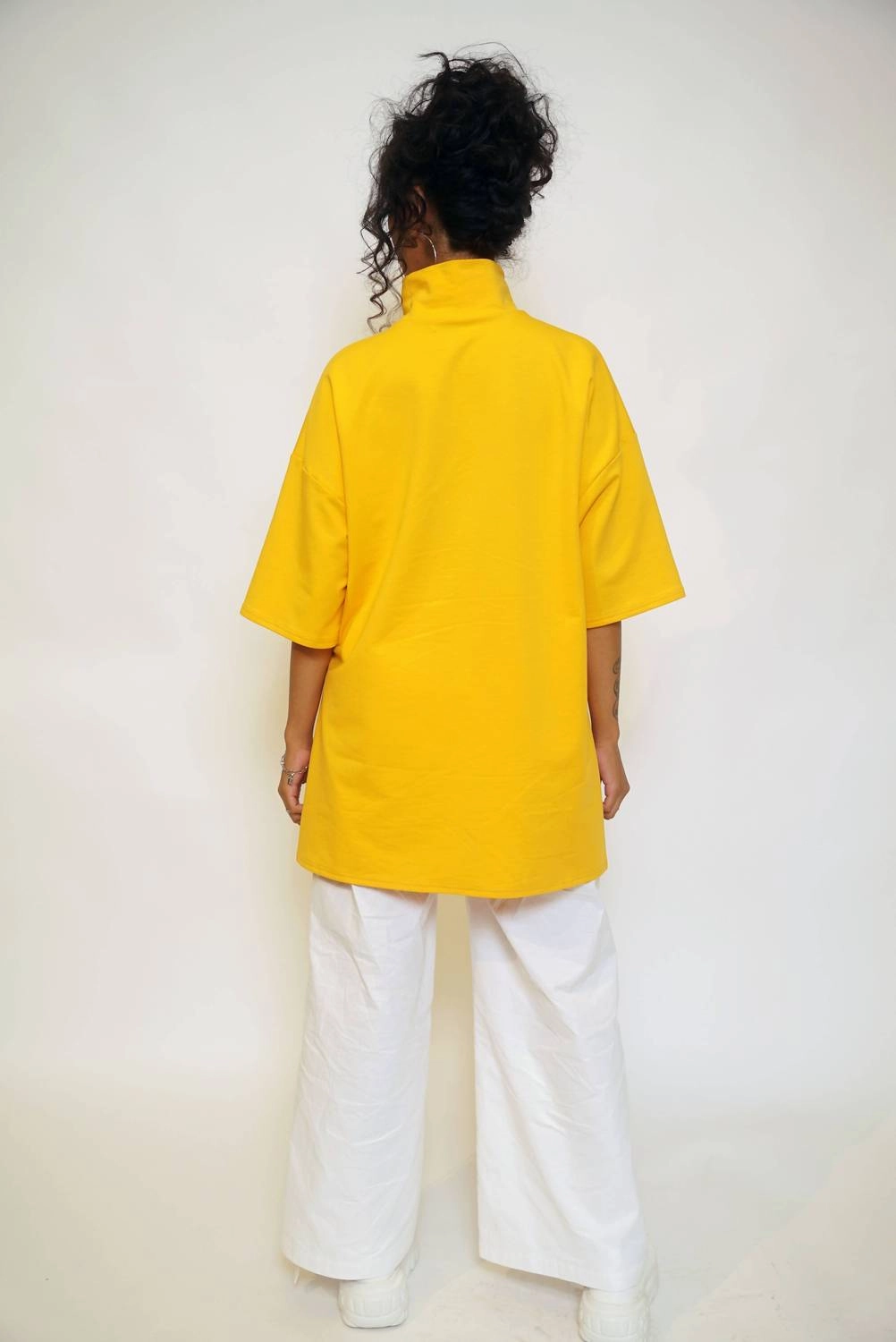 Oversized Mock Neck Tee In Yellow