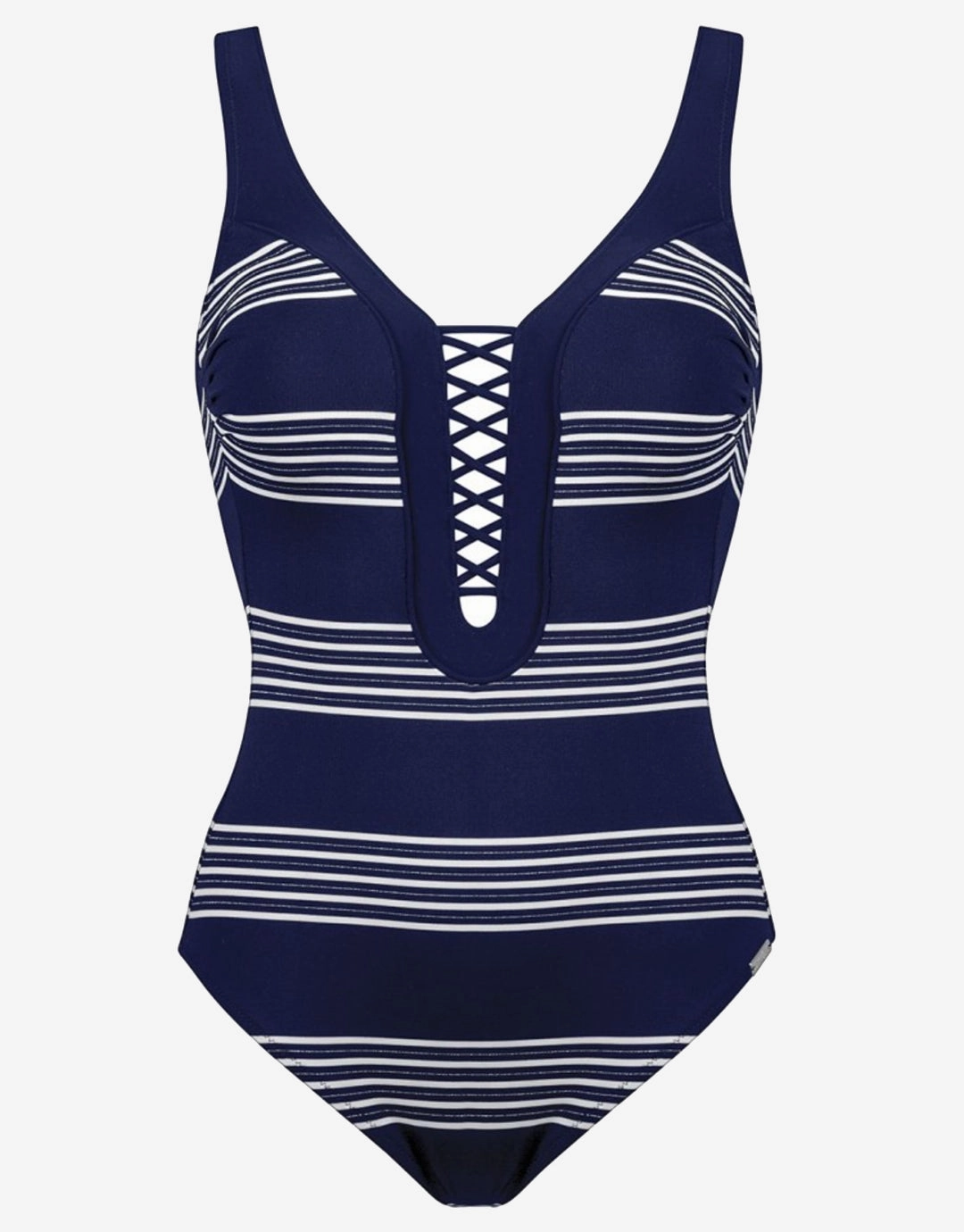 Pace Plunge Swimsuit - Navy White Maryan Mehlhorn - Maryan Mehlhorn dresses