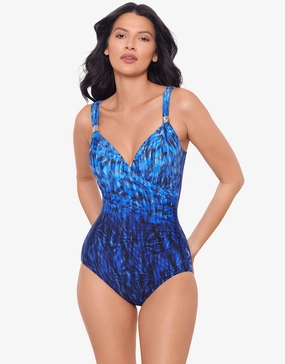 Paka Mayan Siren Swimsuit - Blue/Black Miraclesuit - Miraclesuit swimwear clearance