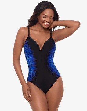 Paka Mayan Temptation Swimsuit - Blue/Black Miraclesuit - Miraclesuit swimwear clearance
