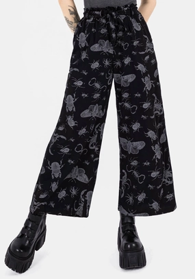 Parasite Bugs Wide Leg Paperbag Culotte Trousers - Black Bottoms Womens - women's jeans sale