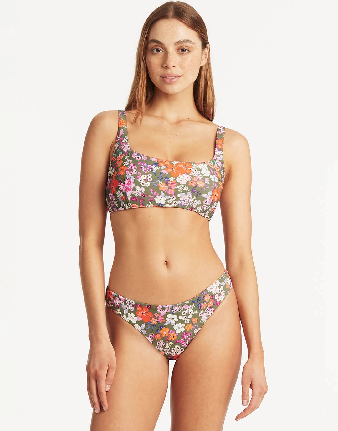 Parkland Low Square Neck Bikini Top - Khaki