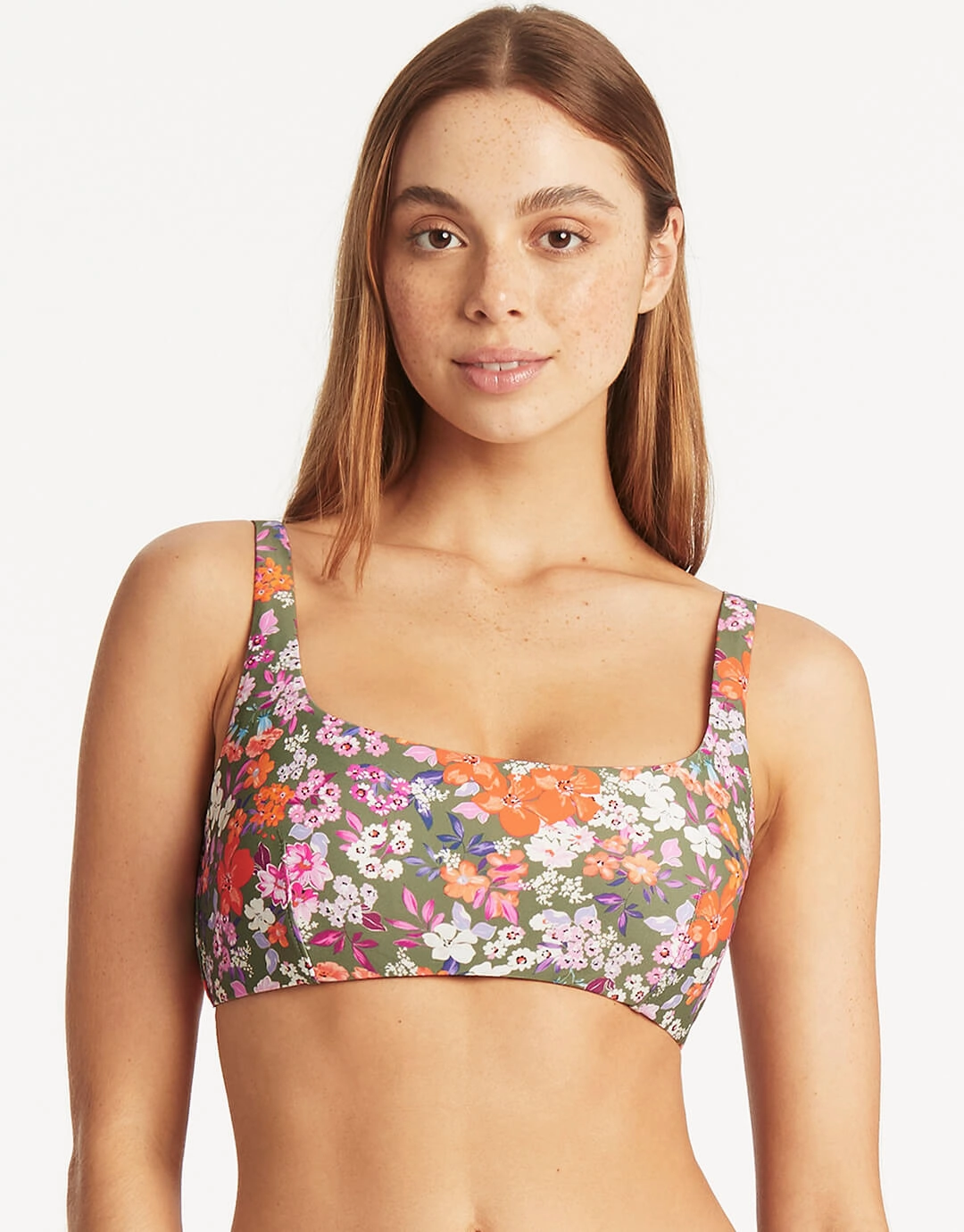 Parkland Low Square Neck Bikini Top - Khaki Swim Womens - one-pieces cheap