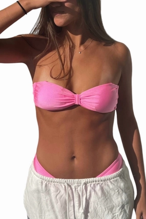 Party Girl Bikini Top In Pink Swim Womens - scoop neck swimsuits