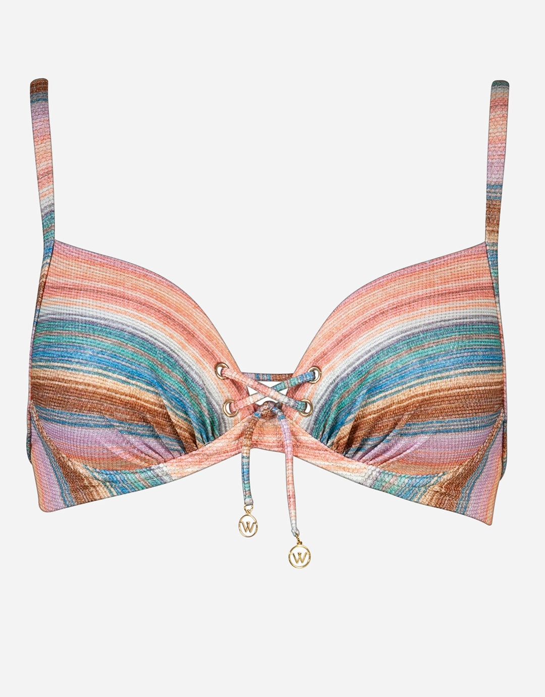 Pastel Sunset Underwired Bikini Top - Pink Stripe Swim Womens - one-pieces cheap
