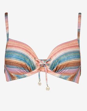 Pastel Sunset Underwired Bikini Top - Pink Stripe Swim Womens - one-pieces cheap