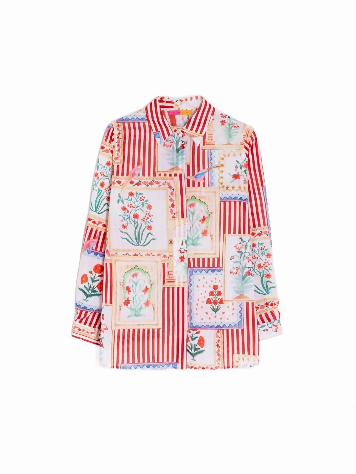 Patchwork Stripes Shirt In Red