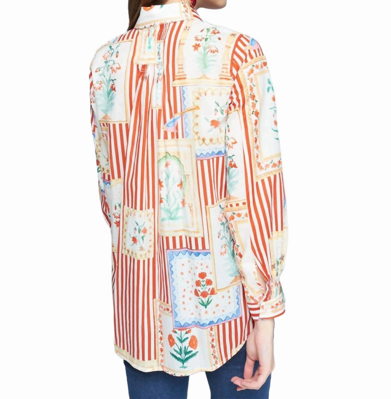 Patchwork Stripes Shirt In Red