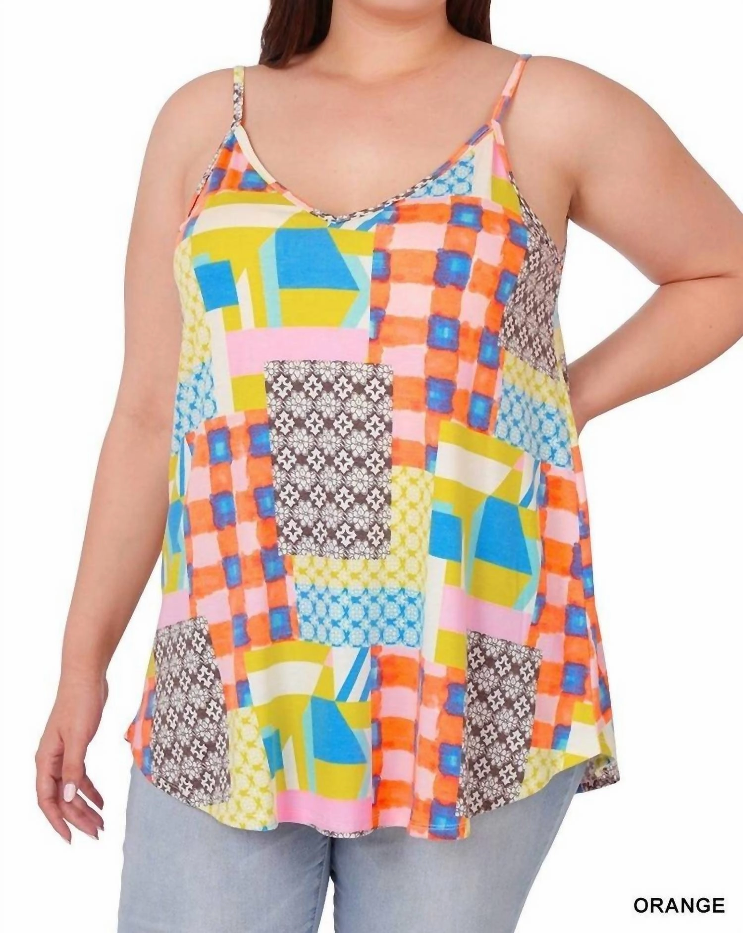 Patchwork Tank In Orange