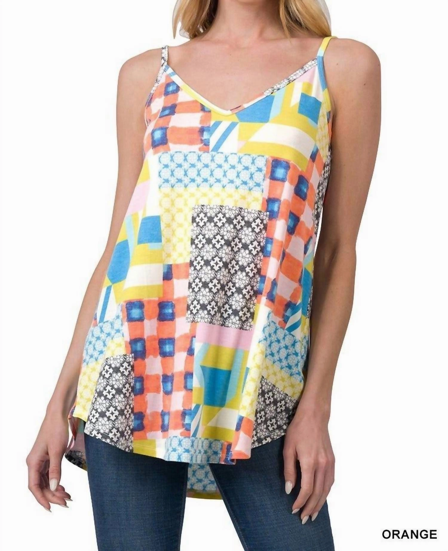 Patchwork Tank In Orange