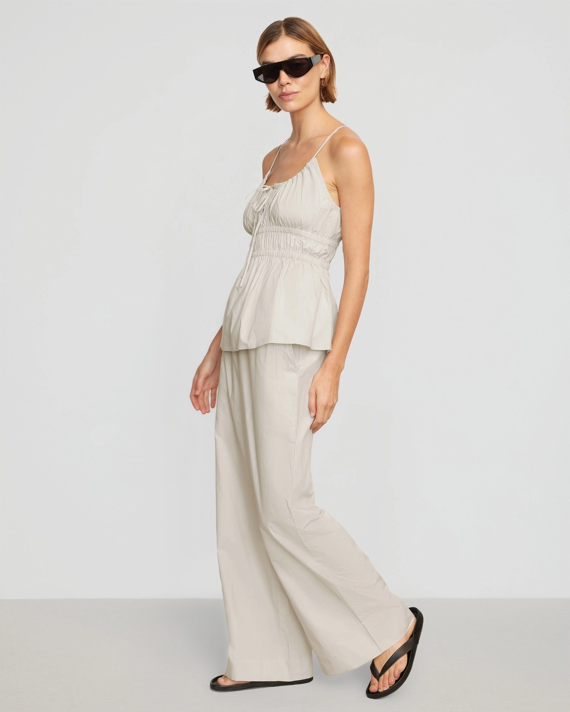 Paula Smocked-Waist Wide Leg Pant