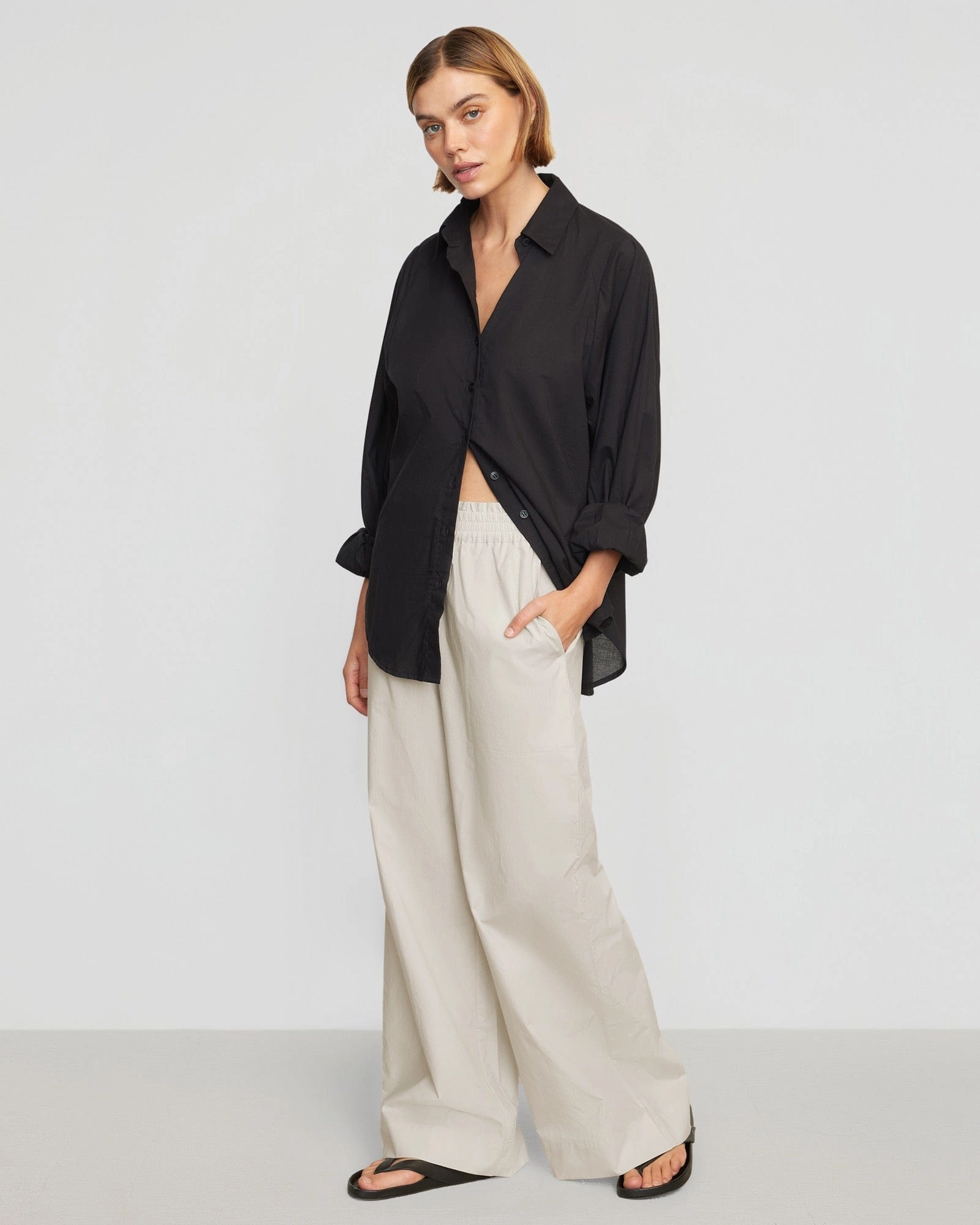 Paula Smocked-Waist Wide Leg Pant