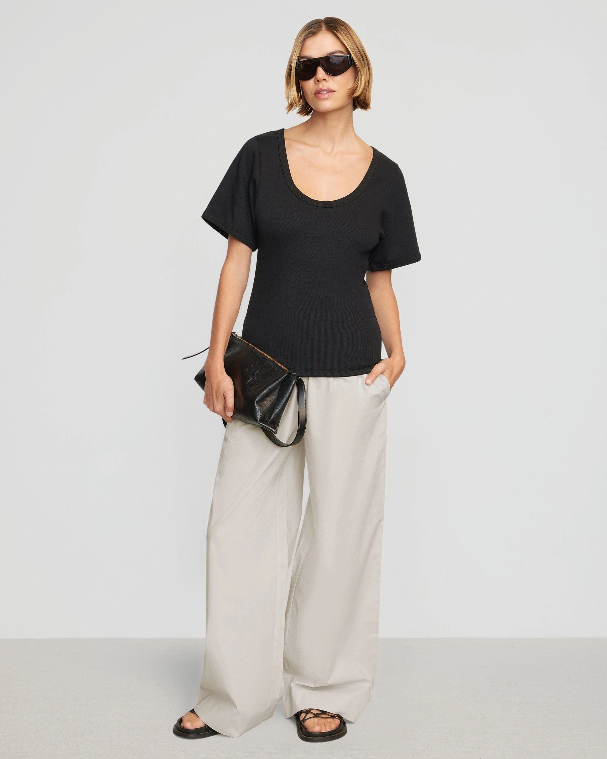 Paula Smocked-Waist Wide Leg Pant