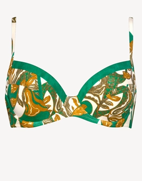 Perceptions Underwired Bikini Top - Cream and Green Swim Womens free shipping