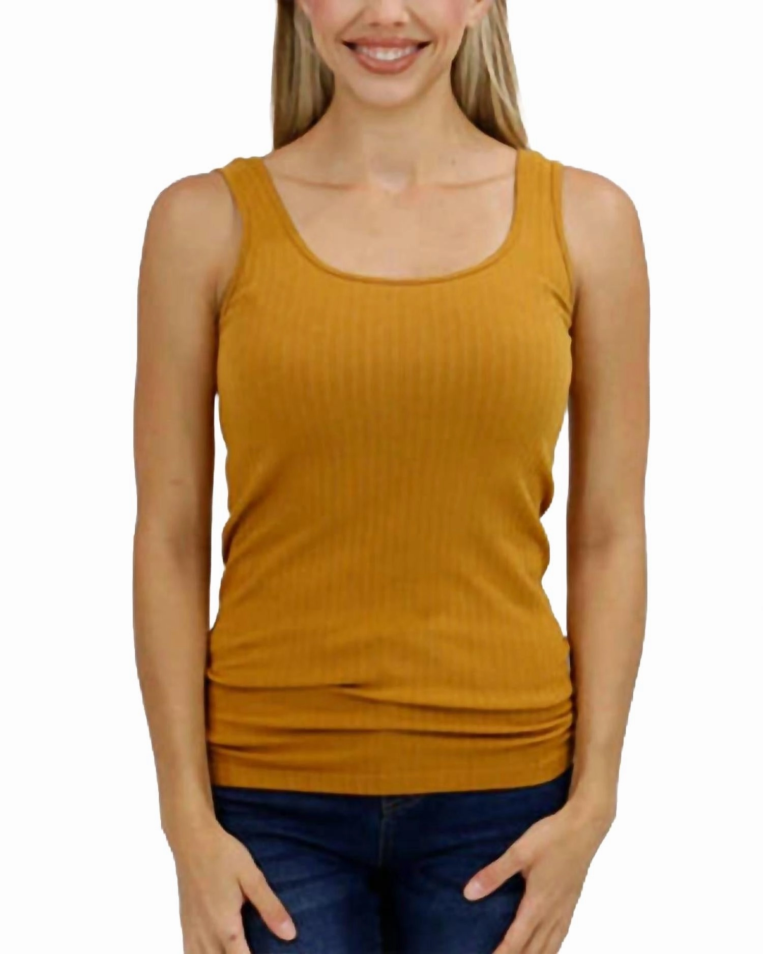 Perfect Fit Ribbed Tank Top In Deep Mustard