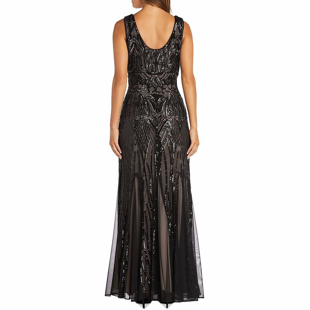 Petites Womens Sequined Polyester Evening Dress