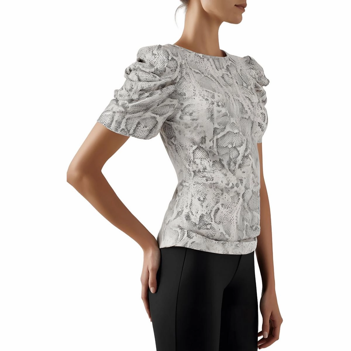 Petites Womens Snake Print Knit Pullover Top