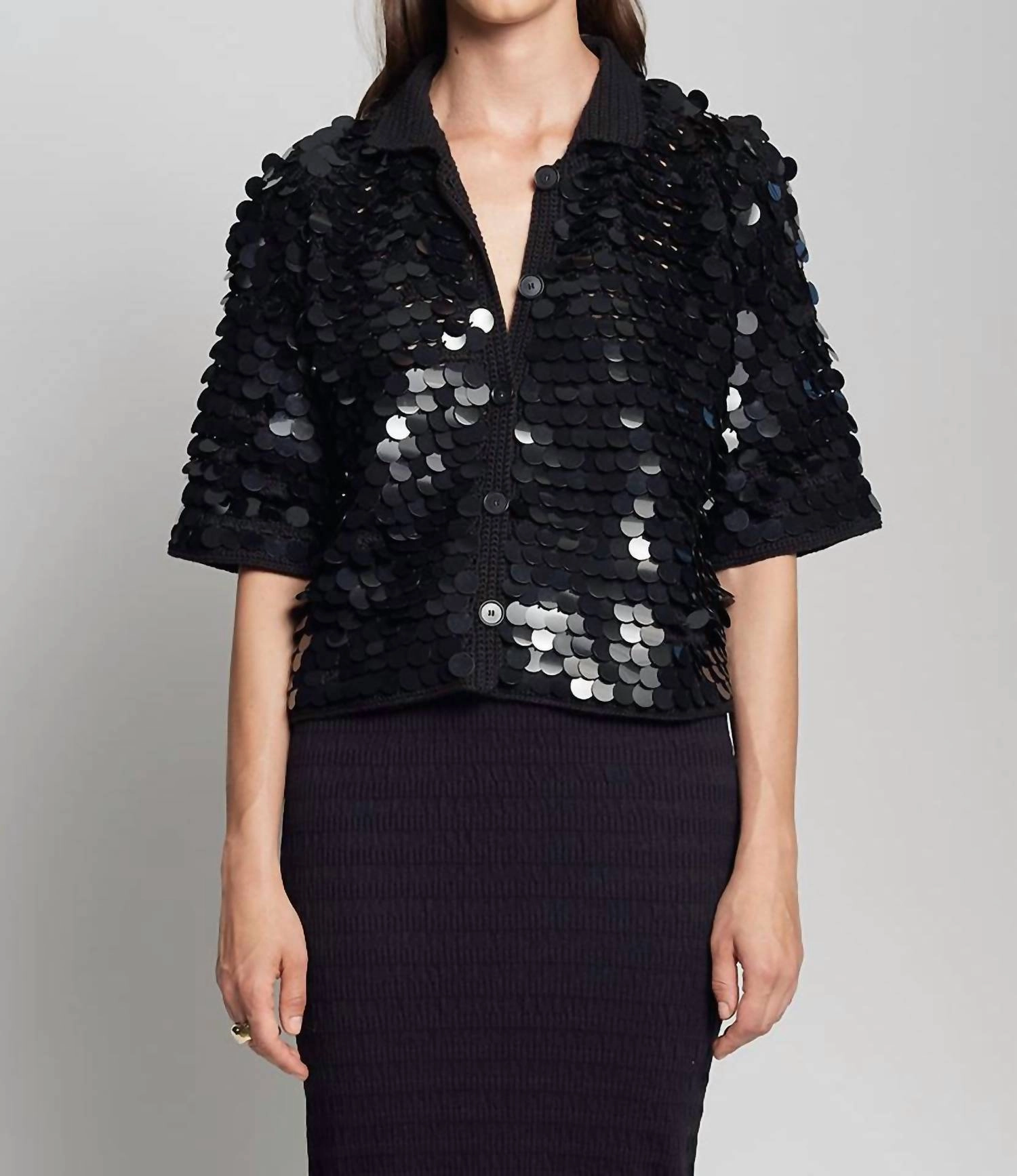 Phoebe Sequin Shirt In Black