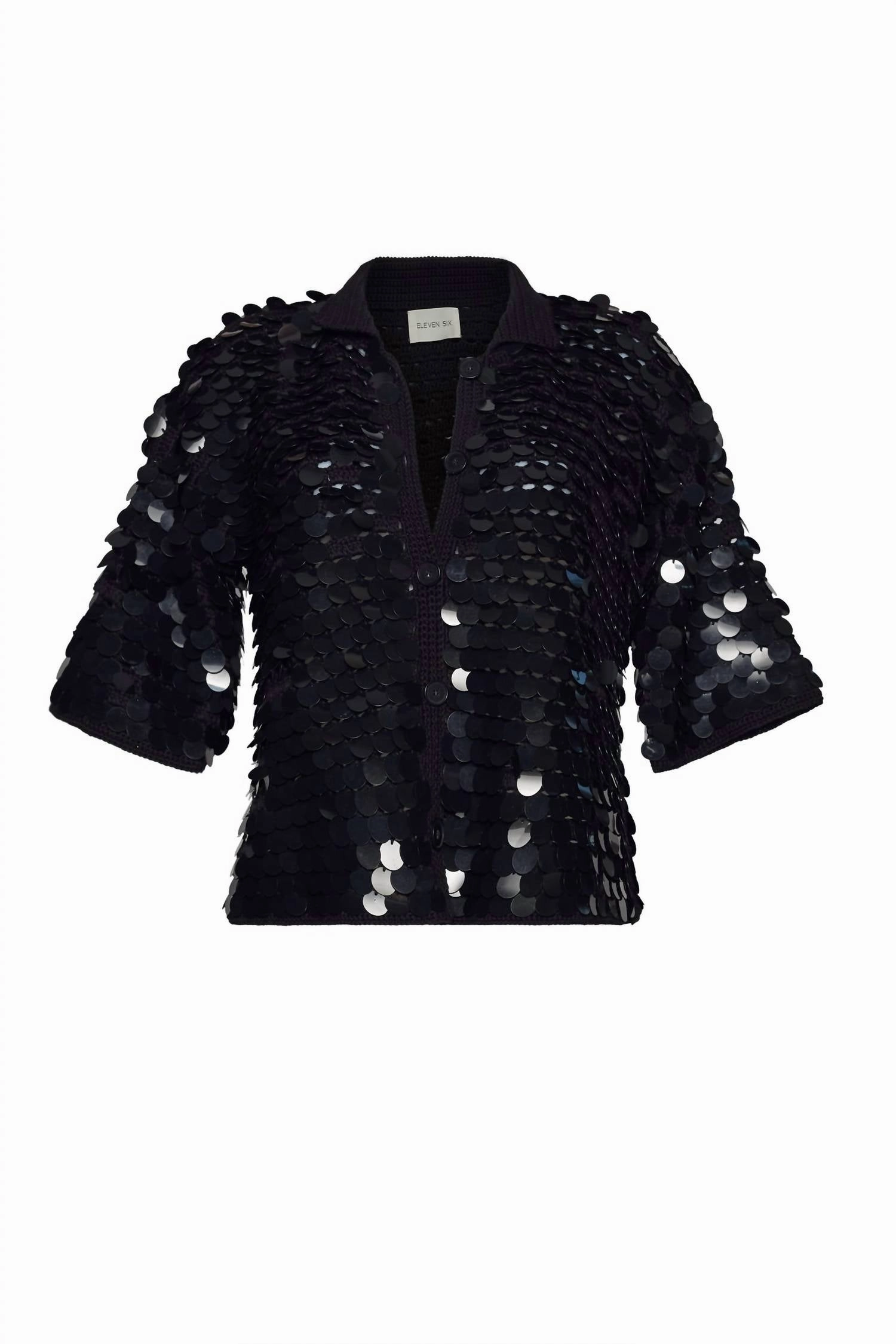 Phoebe Sequin Shirt In Black