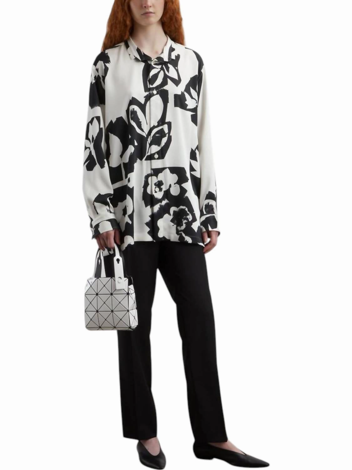 Physiotype Satin Long Sleeve Shirt In Frost White