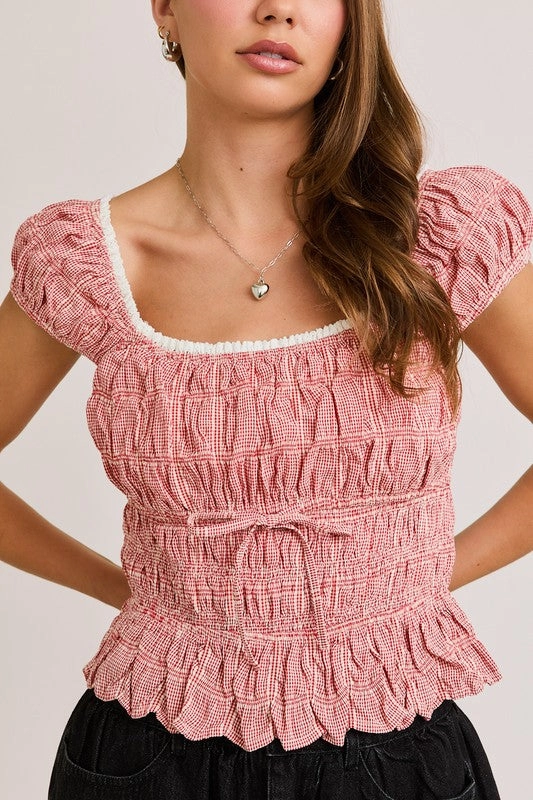 Picnic Gingham Smocked Top