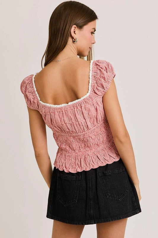Picnic Gingham Smocked Top