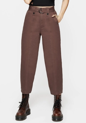 Pinhead Belted Balloon Leg Trousers - Brown Bottoms Womens - women's jeans sale