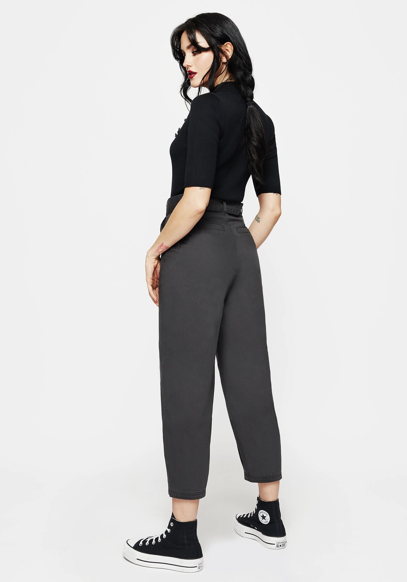 Pinhead Embroidered Belted Balloon Leg Trousers