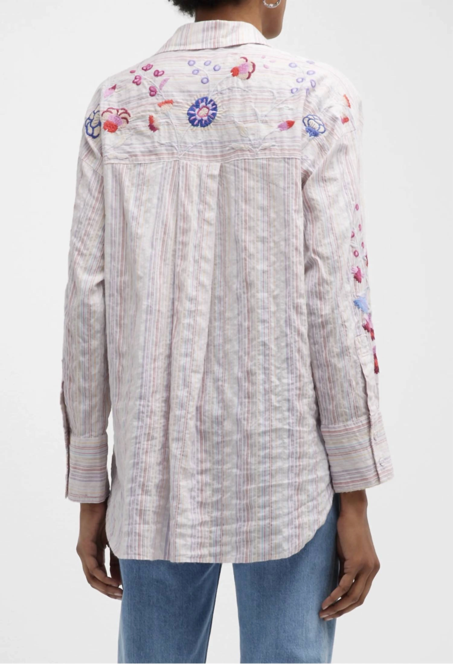 Piper Relaxed Oversized Shirt In Multi Stripe