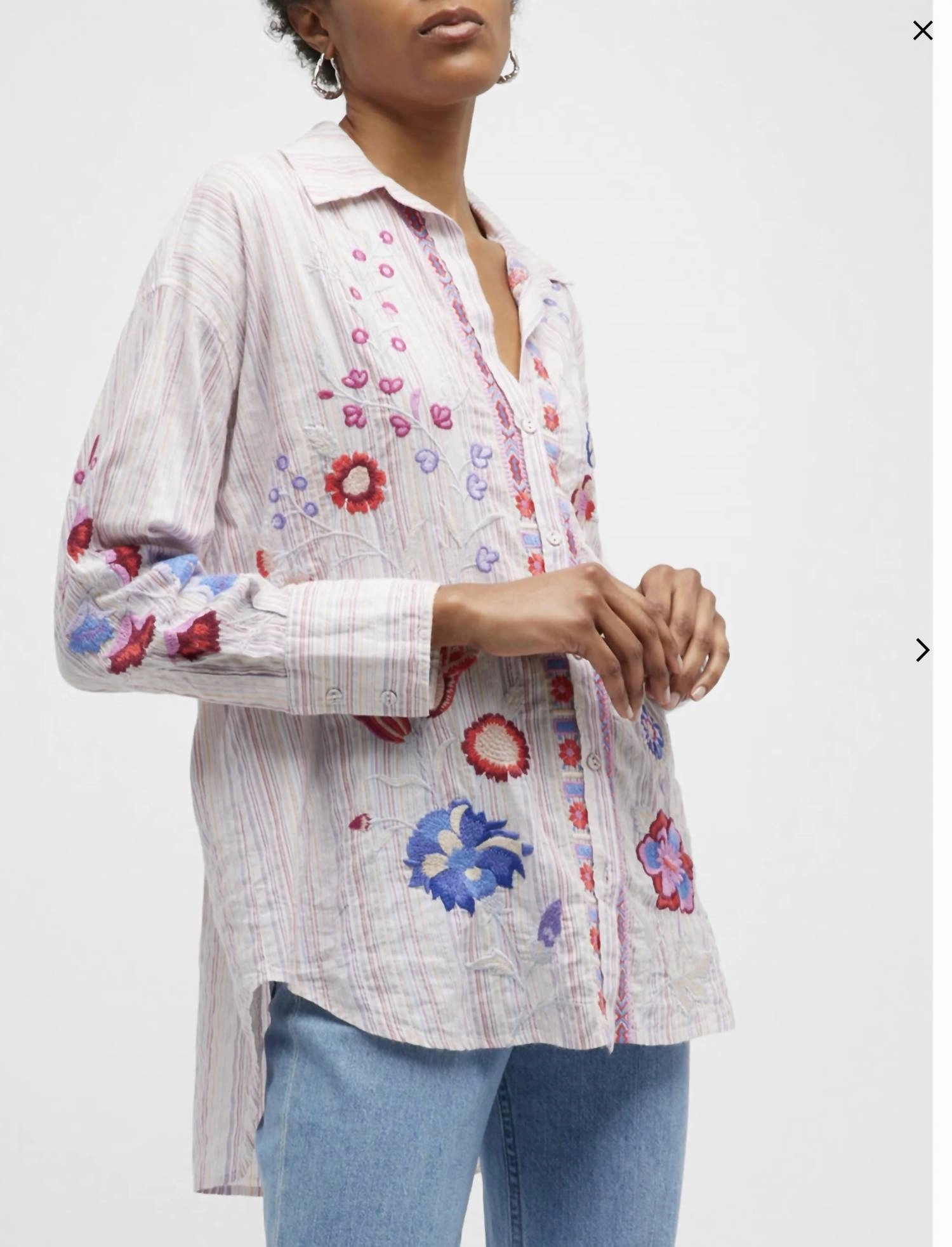 Piper Relaxed Oversized Shirt In Multi Stripe