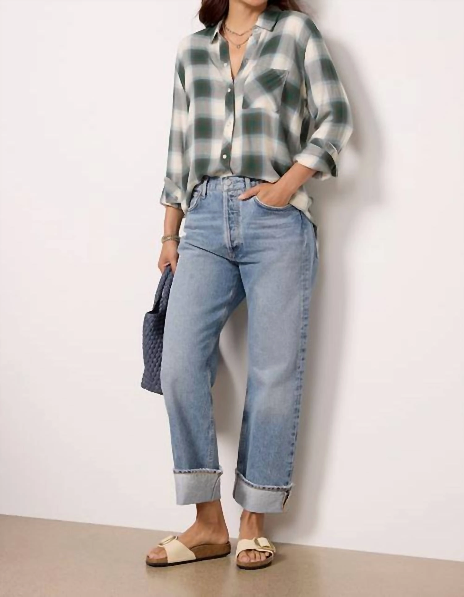 Plaid Button Down Shirt In Olive Plaid