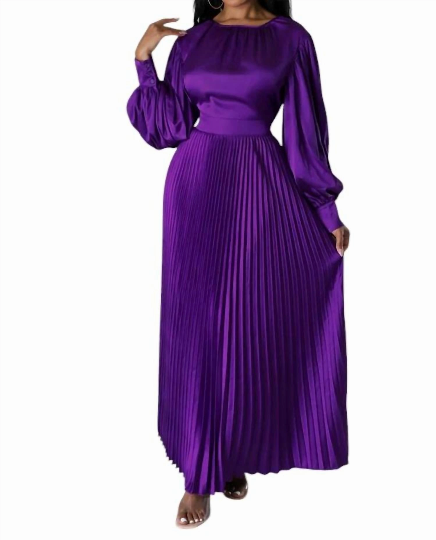 Pleated Dress In Purple