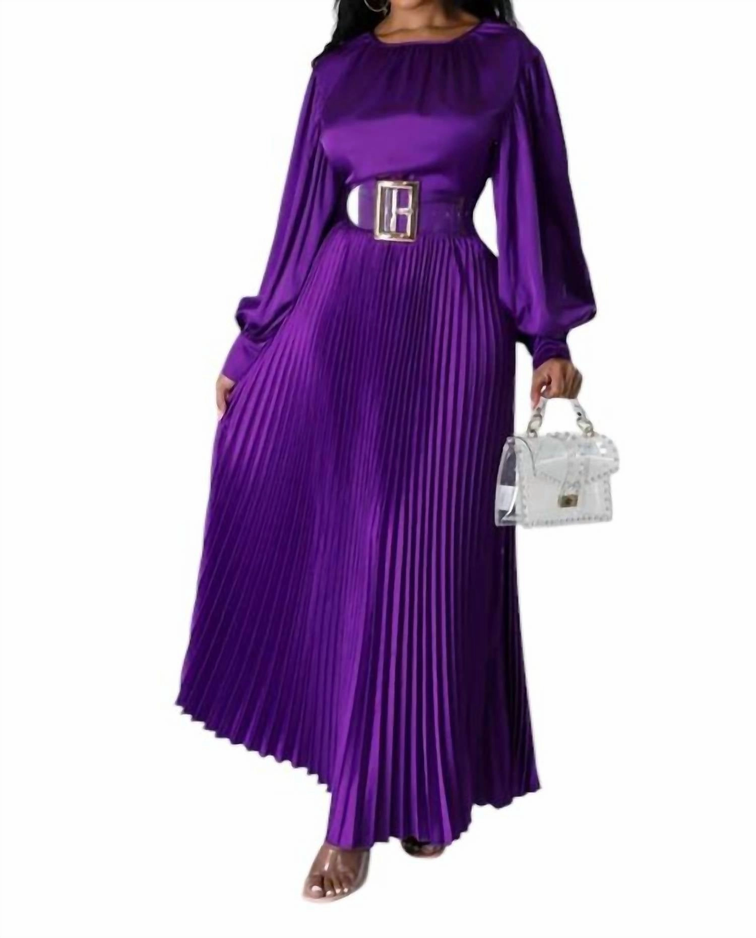 Pleated Dress In Purple