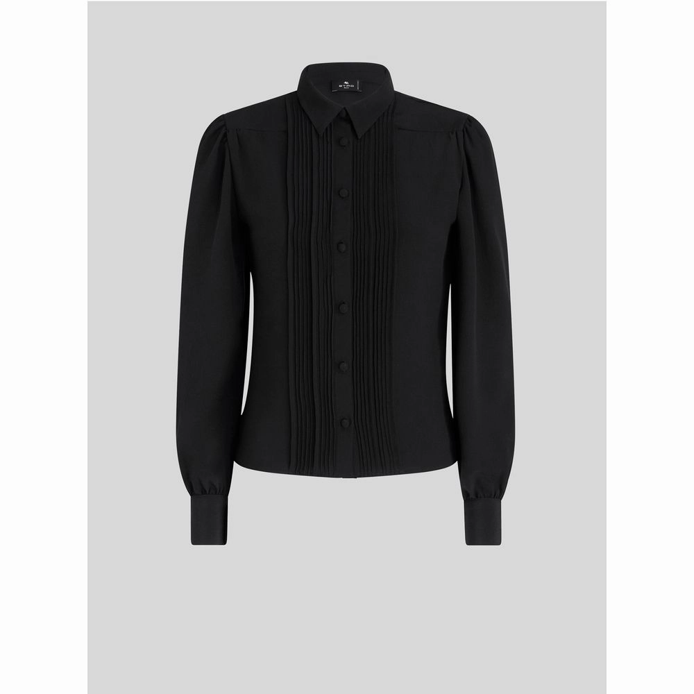 PLEATED SILK SHIRT