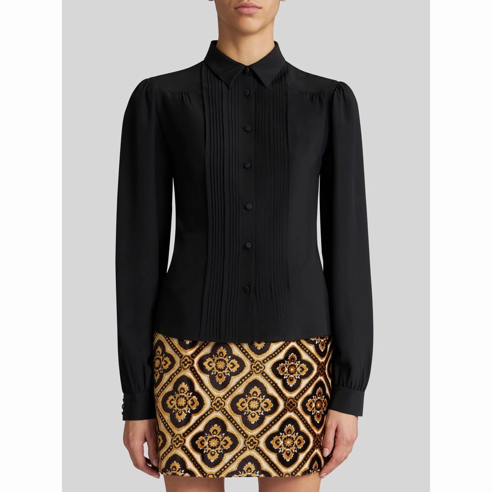 PLEATED SILK SHIRT
