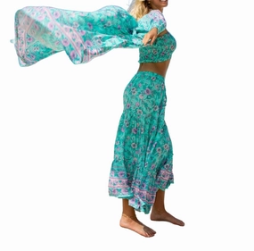 Plumeria Kimono In Turquoise/pink/lilac Swim Womens - plunge bikinis sale