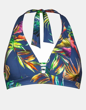 Plunge Moulded Halter Bikini Top - Indigo Rainbow Swim Womens - one-pieces cheap