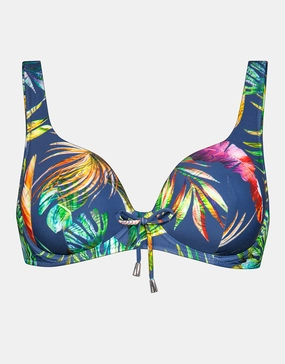 Plunge Moulded Underwired Bikini Top - Indigo Rainbow Swim Womens - sport swimwear clearance