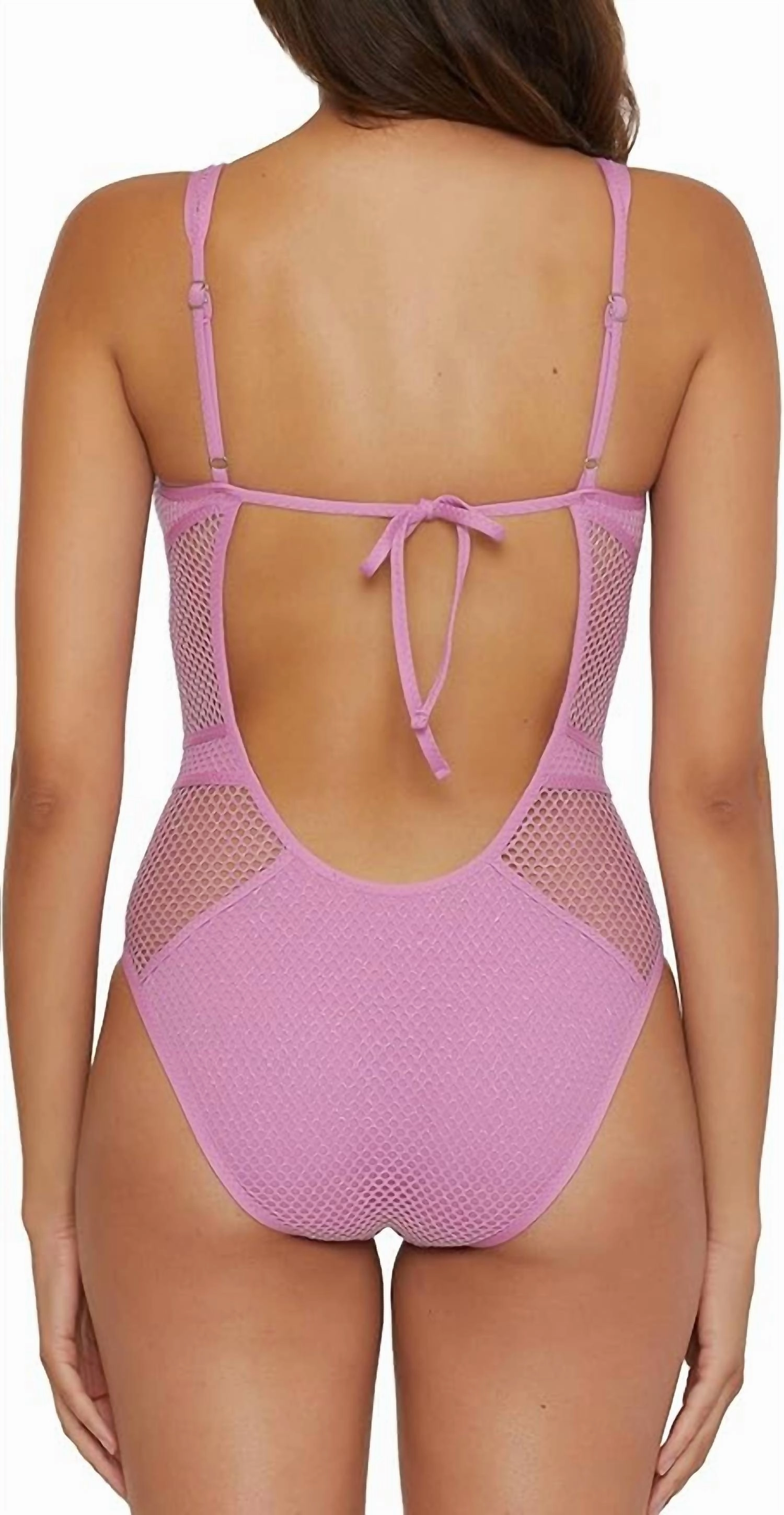 Plunge-Neck One-Piece Swimsuit In Malva