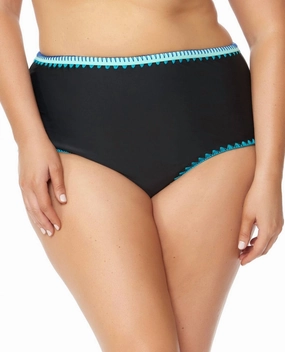Plus Size High Waisted Bikini Bottom In Black Swim Womens - sling swimsuits