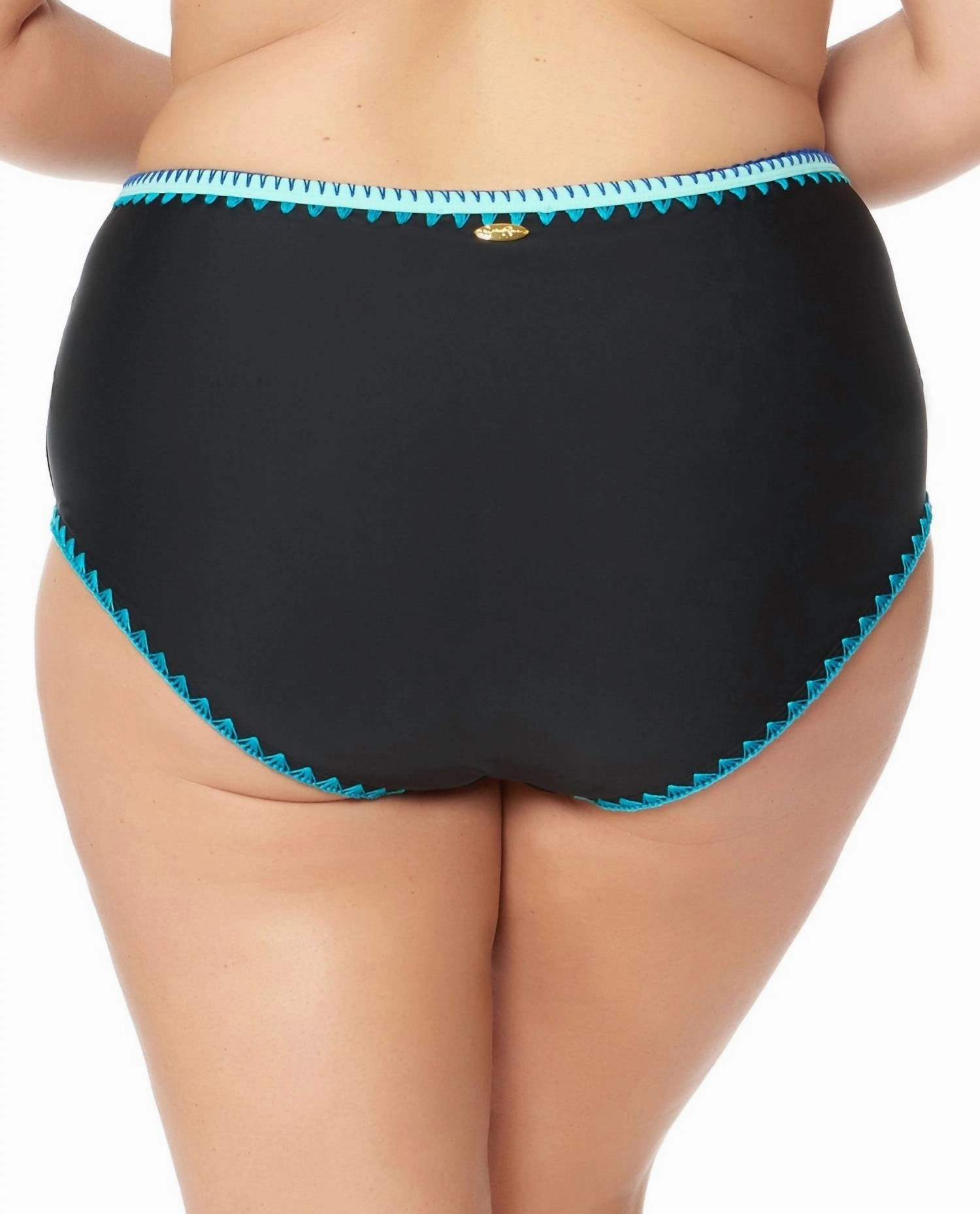 Plus Size High Waisted Bikini Bottom In Black