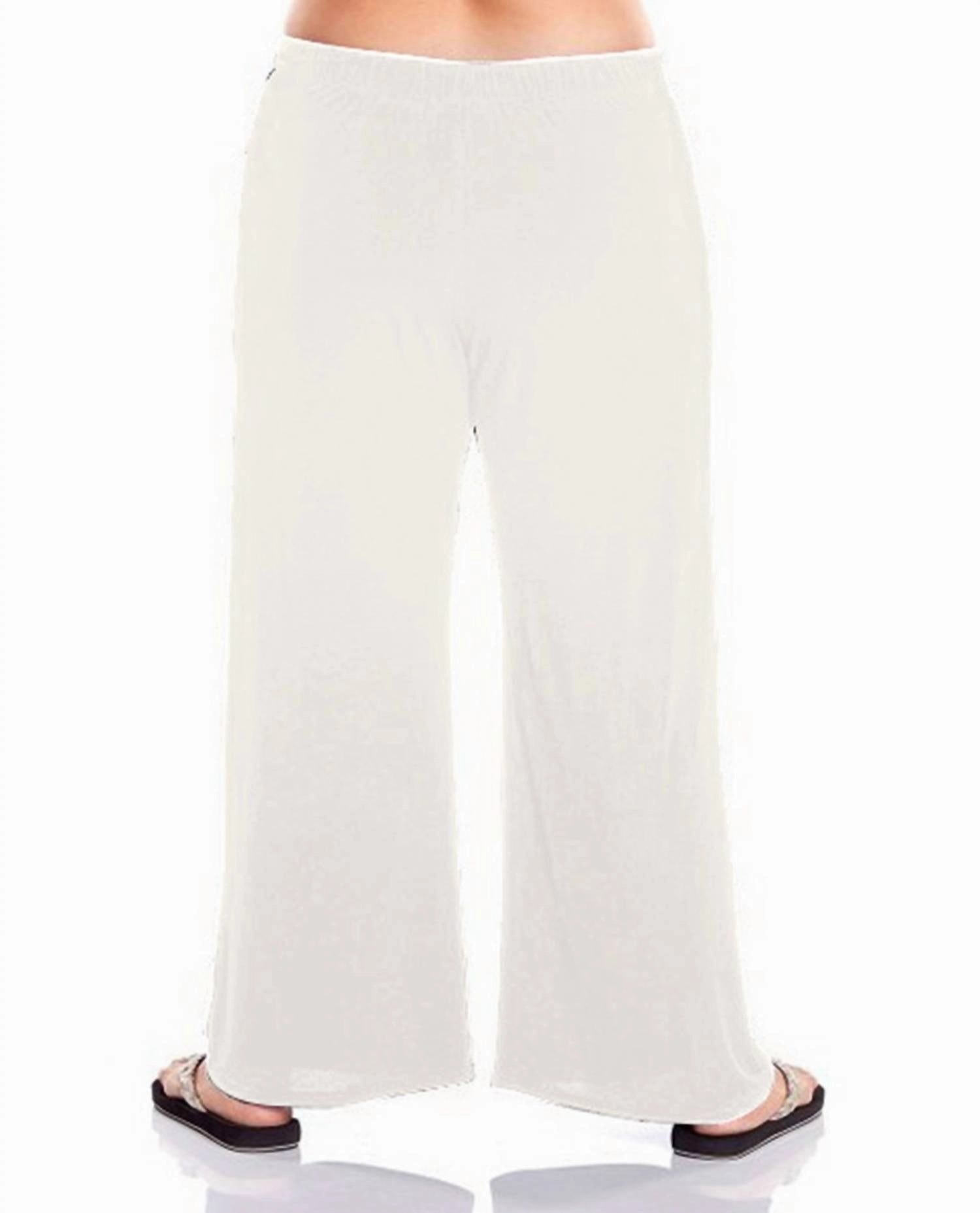 Plus Size Tie Front Lounge Beach Cover Up Pant In White