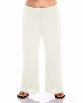 Plus Size Tie Front Lounge Beach Cover Up Pant In White Swim Womens - retro swimwear outlet