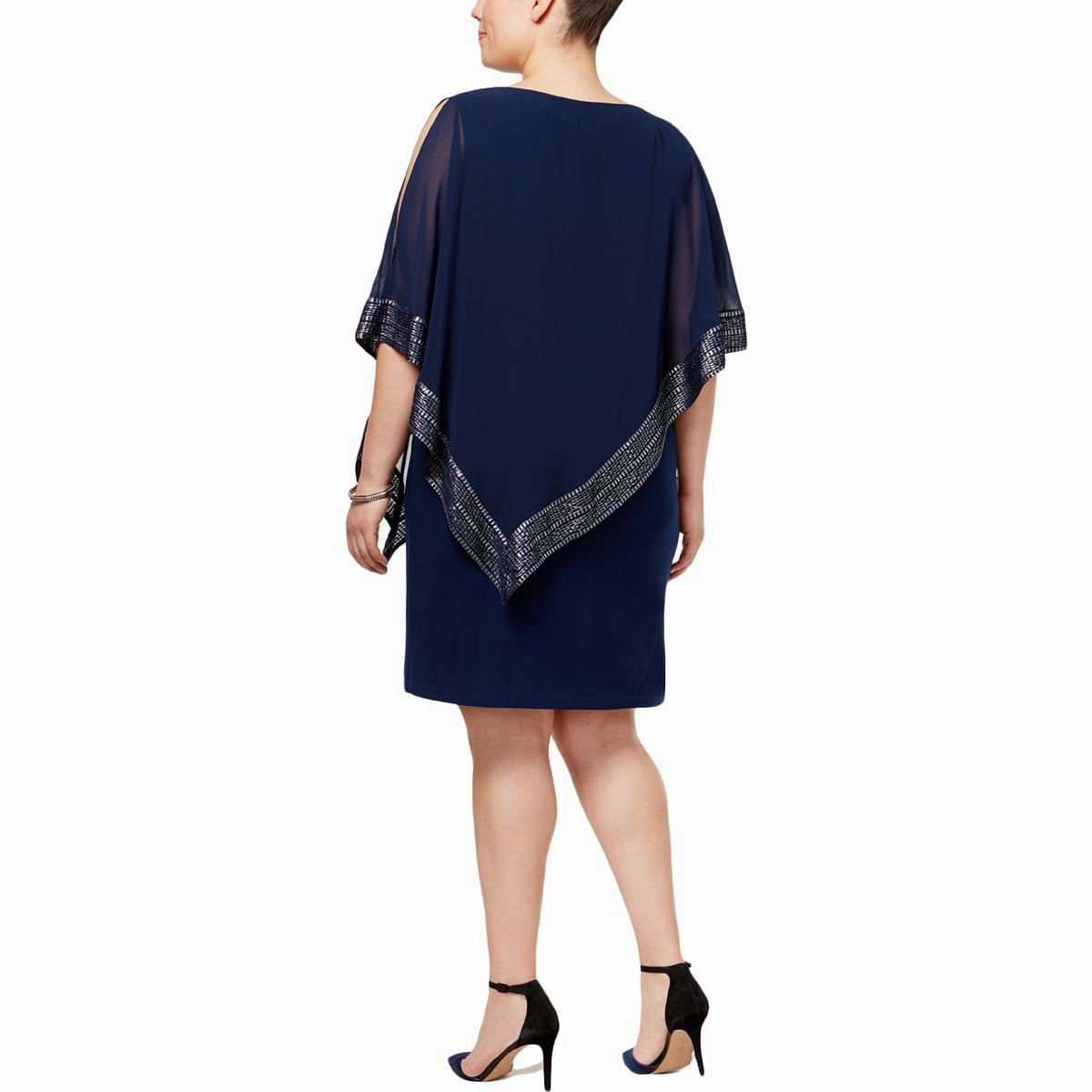 Plus Womens Capelet Short Sheath Dress
