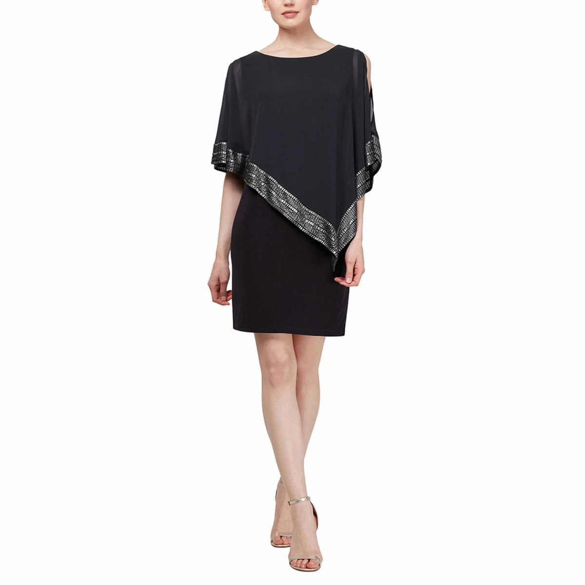 Plus Womens Capelet Short Sheath Dress