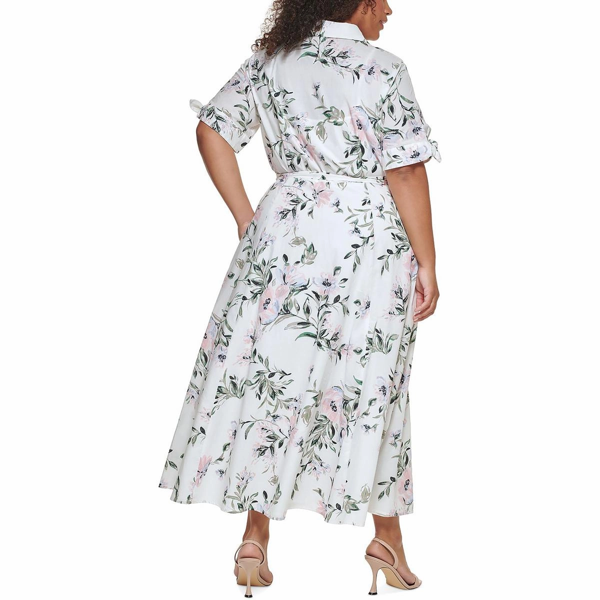 Plus Womens Cotton Maxi Shirtdress