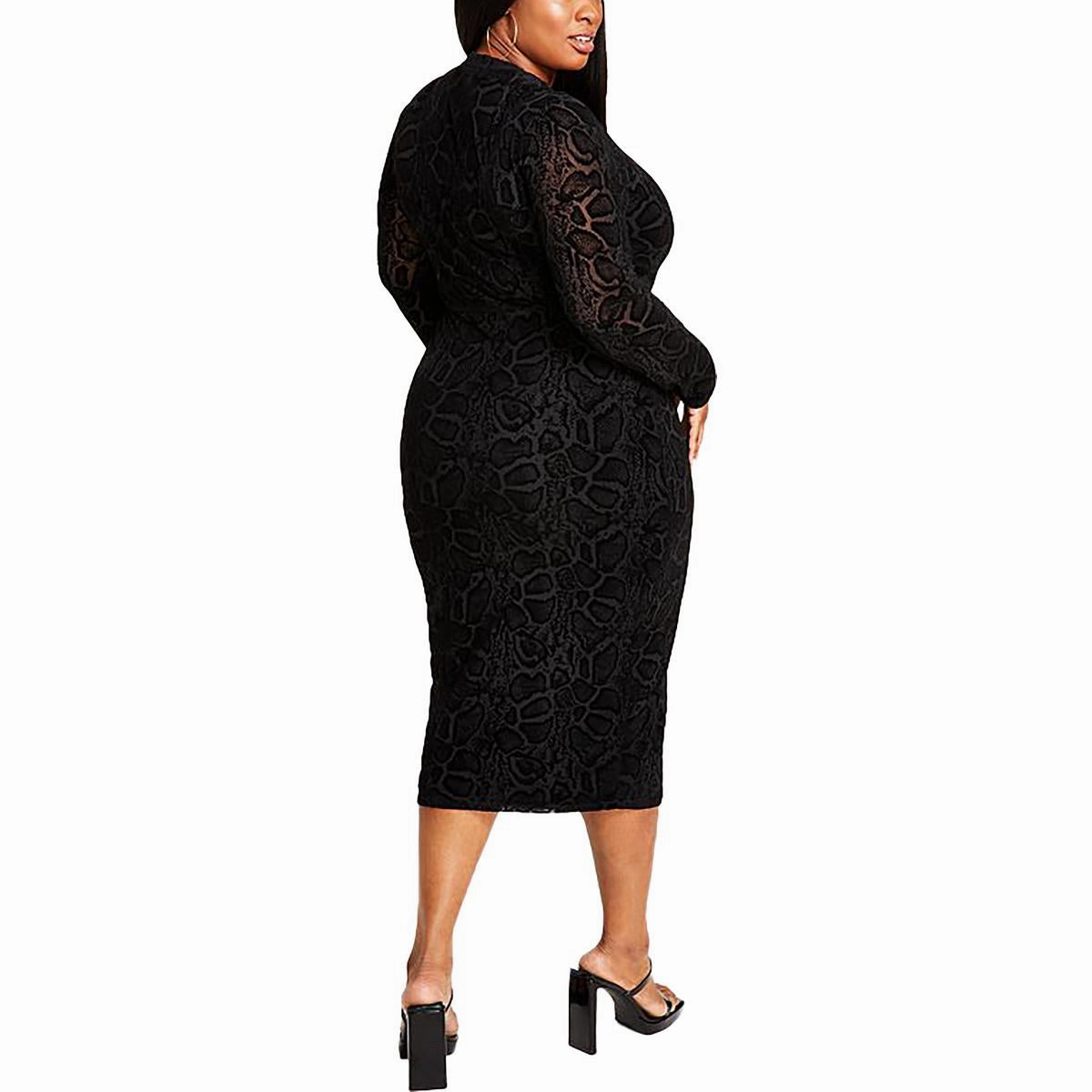 Plus Womens Embossed Long Bodycon Dress