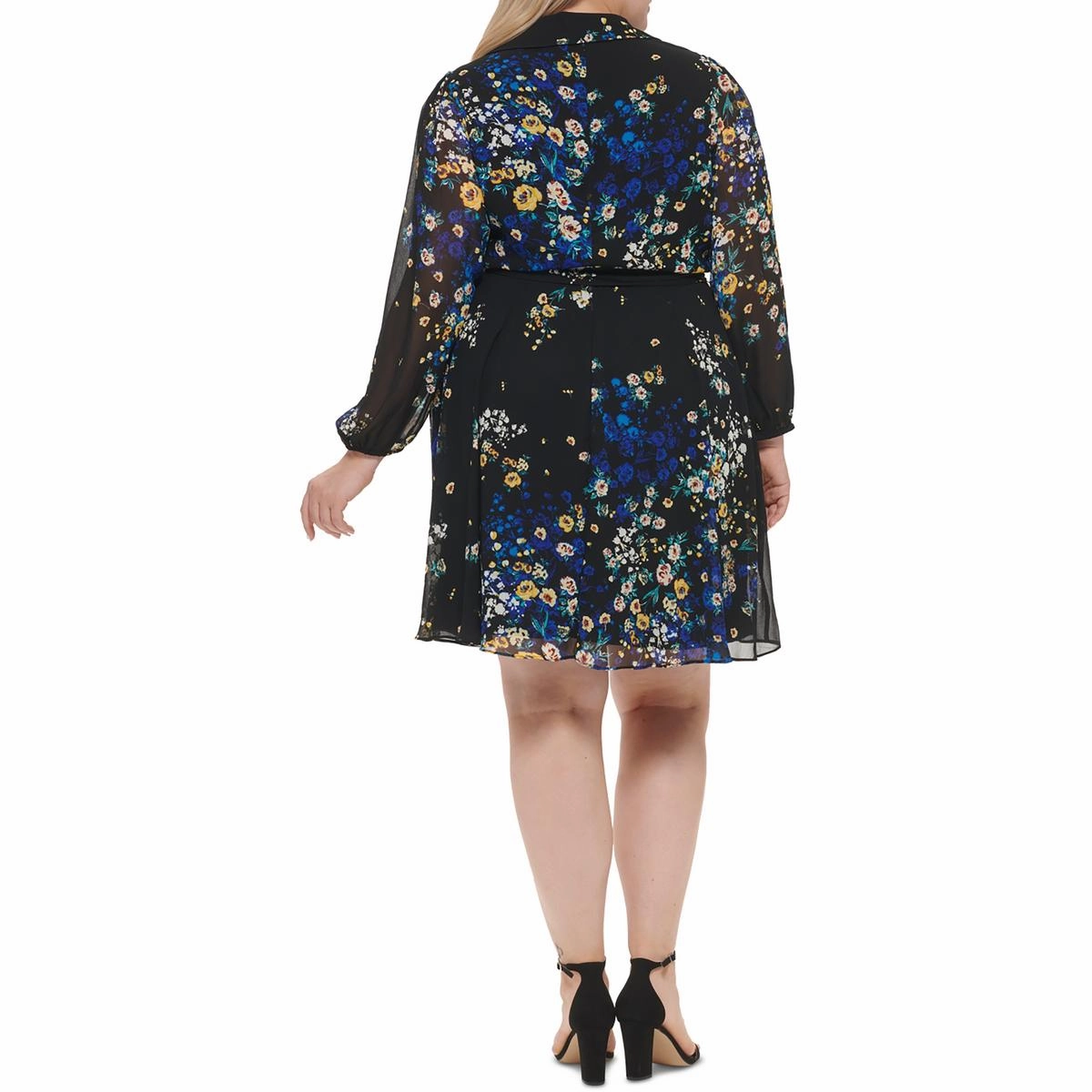 Plus Womens Floral Knee Fit & Flare Dress